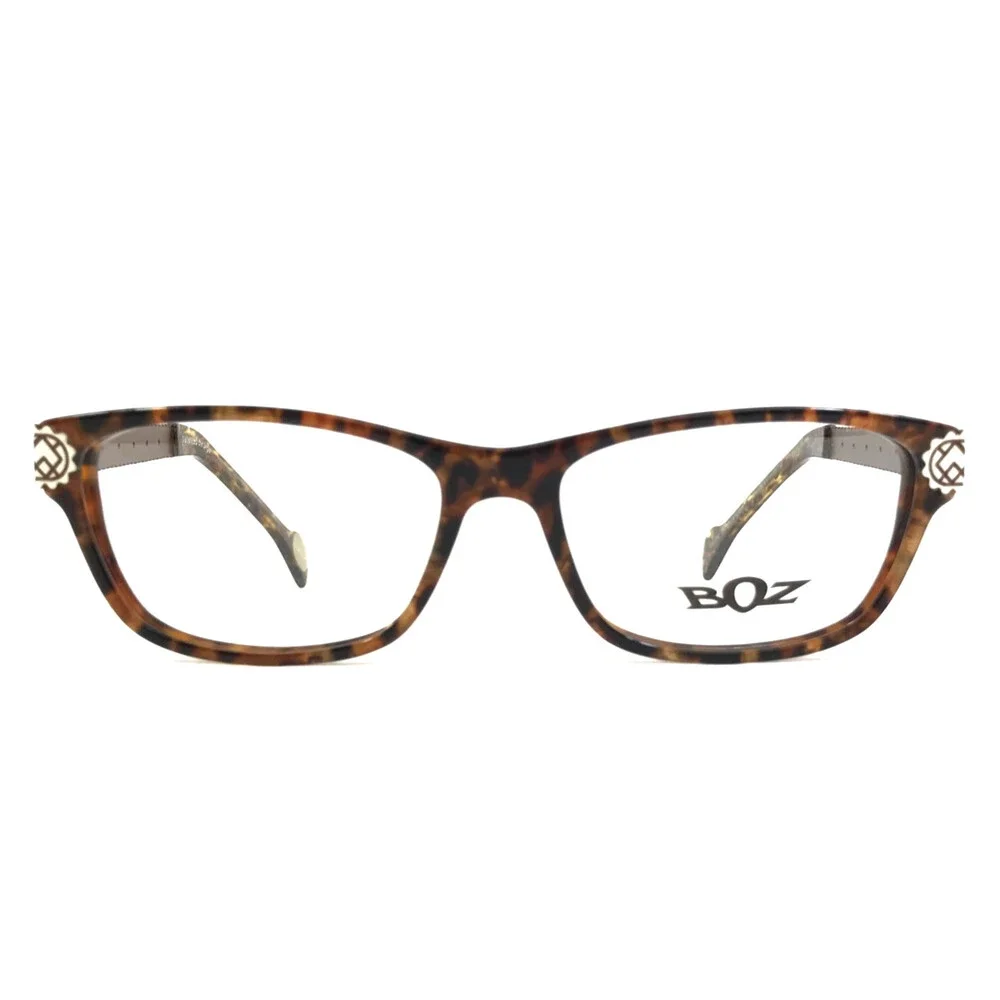 BOZ Eyeglasses Frames ZIGGY 9010 Panther White Brown Argyle Arms 53-15-137